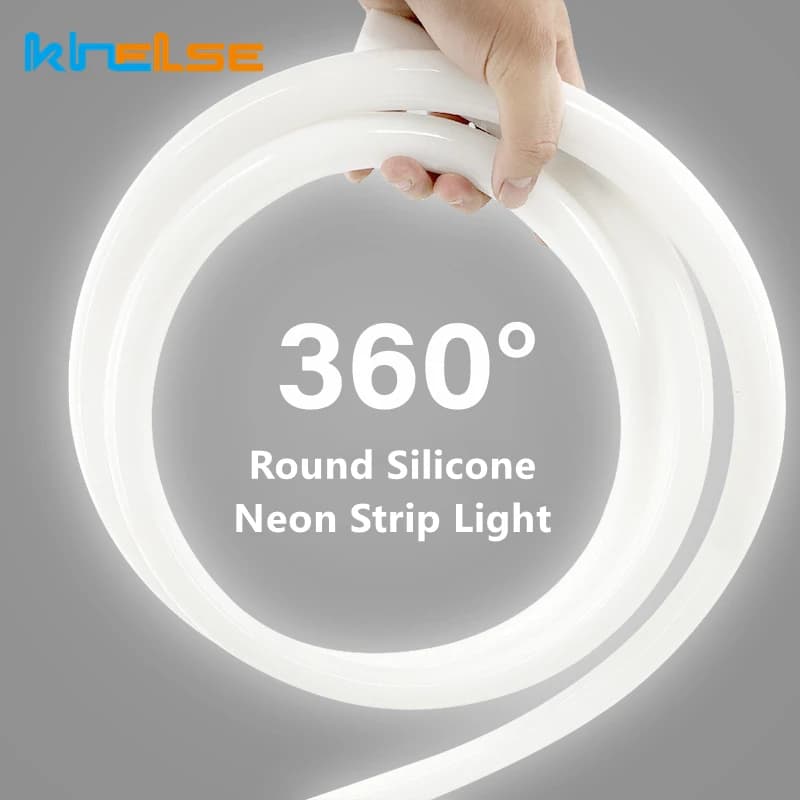 Striscia rotonda flessibile in silicone 360 gradi incandescente IP65 Lampada da esterno a nastro con tubo al neon morbido a LED Illuminazione lineare minimalista fai da te