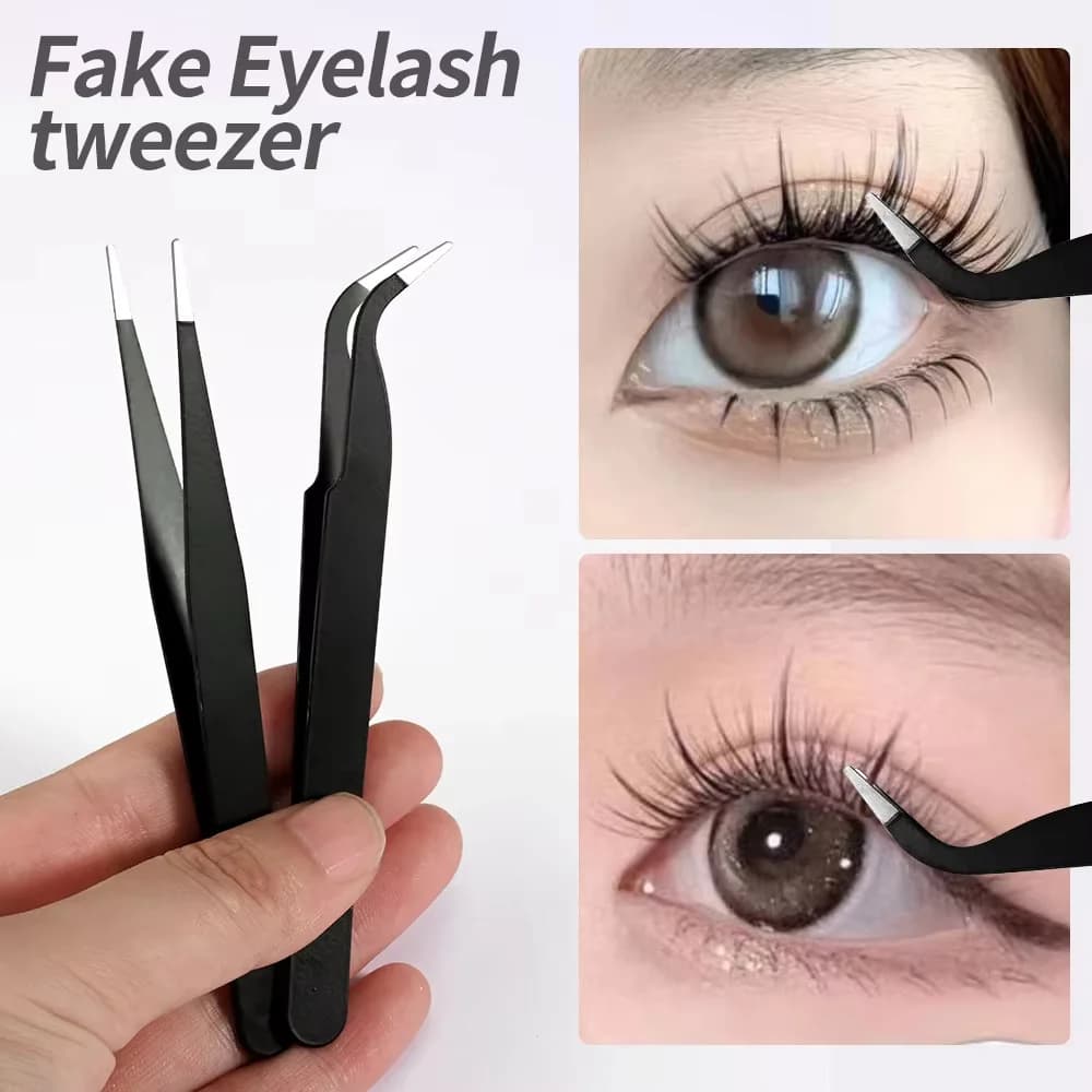 1/2pcs Stainless Steel Tweezer With Slant Beauty Tools For Eyelash Tweezer Ingrown Hair Removal Clip Grafting Eyelash Tweezers