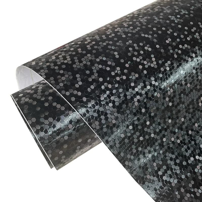 Confezione di decalcomanie per auto per veicoli autoadesive con rotolo di avvolgimento in vinile strutturato a nido d'ape nero 3D premium
