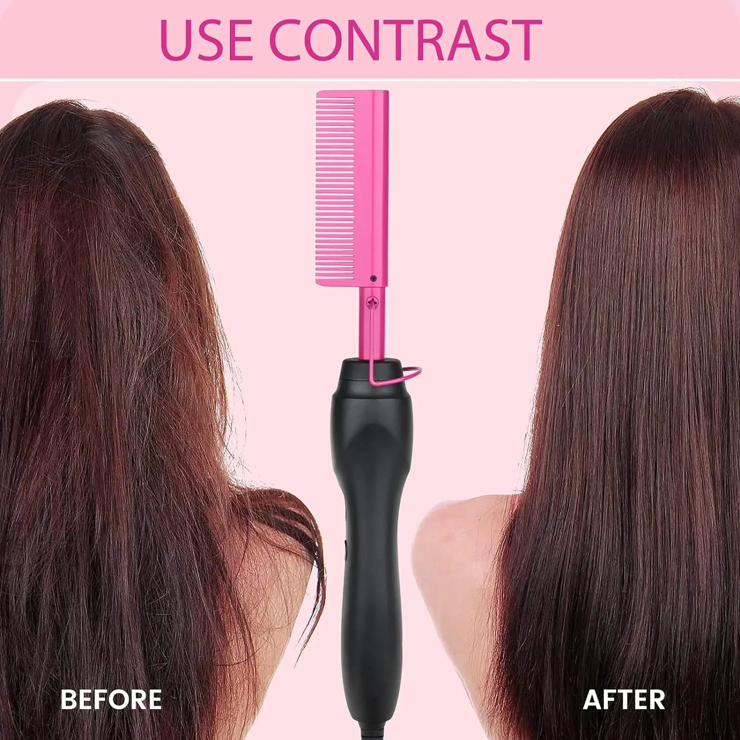 Piastra Lisciante Elettrica Professionale Rosa a Riscaldamento Rapido, Pettine Portatile Anti-Scottatura per Styling, Ideale per Salone