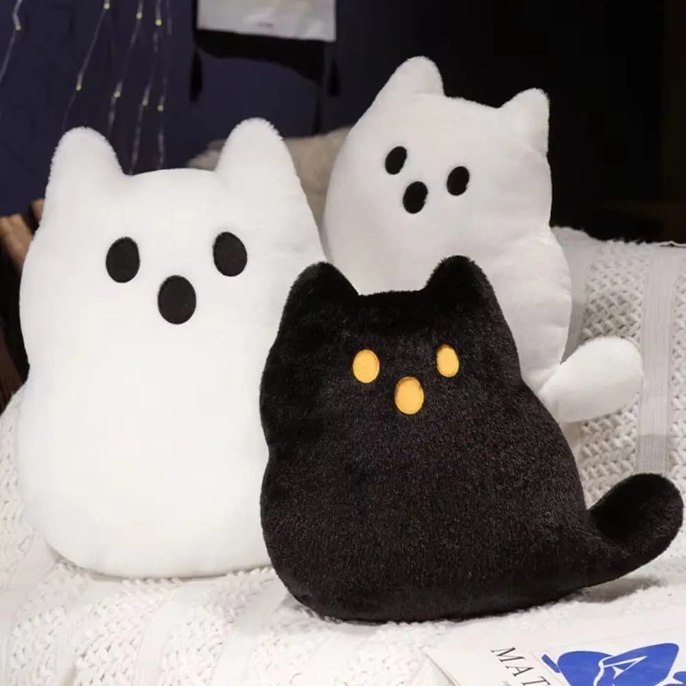Sofa Pillow Halloween Style Ghost Cat PP Cotton Kawaii White Cat Pillow Cartoon Cute Black Cat Children Girl