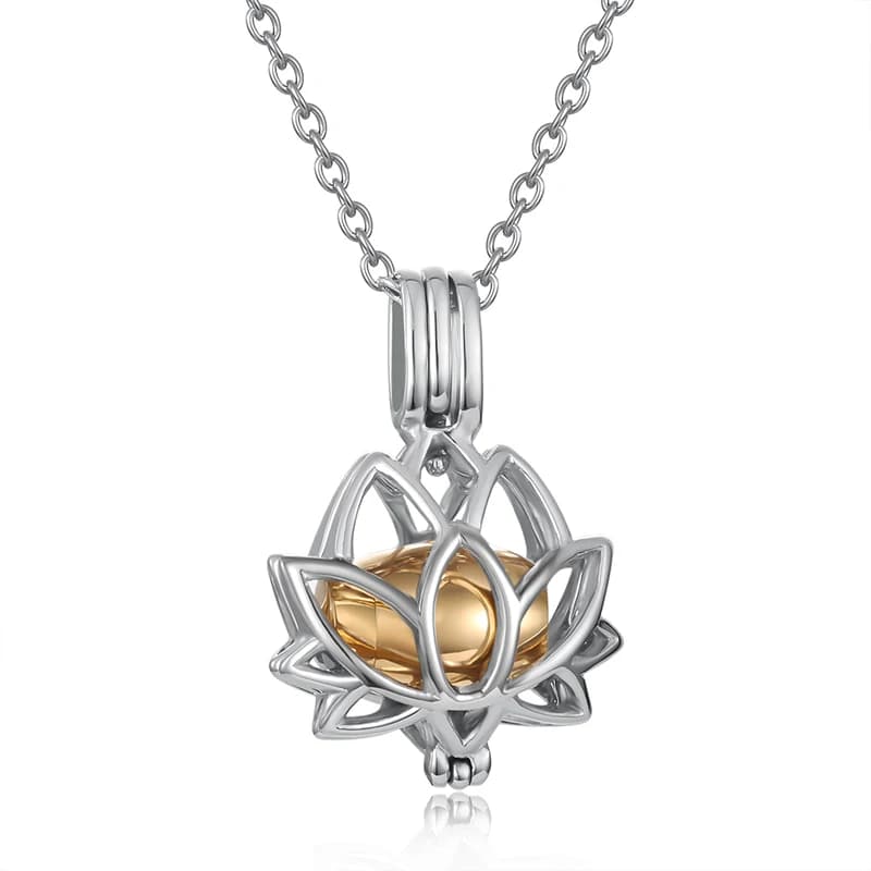 Cremation Jewelry for Ashes - Lotus Flower Ashes Pendant Necklace with Mini Keepsake Urn Memorial Ash Jewelry