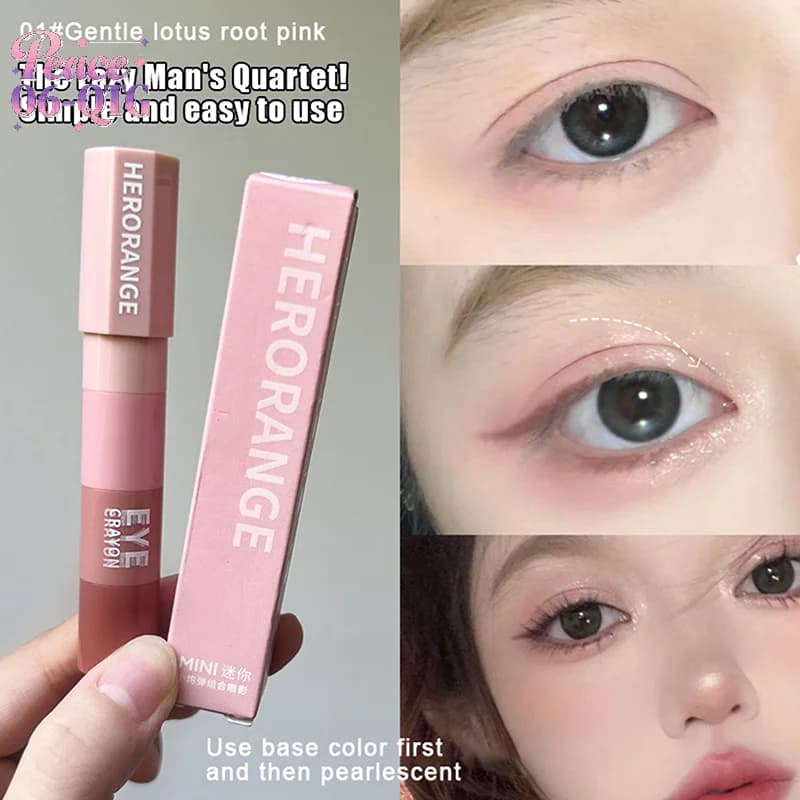 Kit of Matis for Eyes 4 in 1 HERORANGE, Velveted Opachi Pigments, Shiny Illuminant, Combination of Mini Pens Cosmetic Shadows