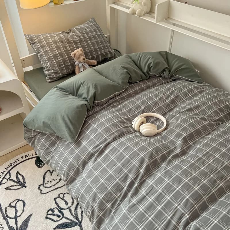 Set biancheria da letto in cotone lavaggio nordico Copripiumino con federa Set lenzuola Copripiumino Set biancheria da letto Singolo completo Queen Size