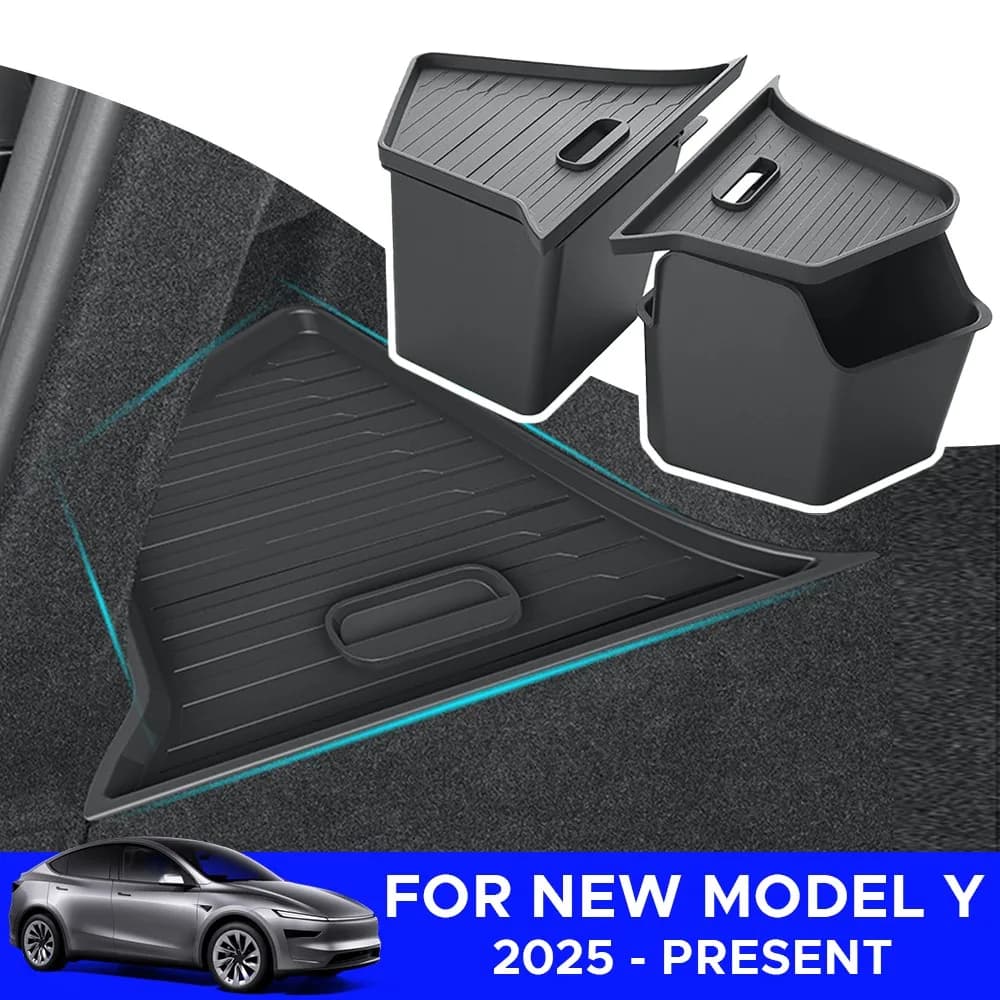 Trunk Organizer for Tesla New Model Y Juniper Launch Refresh 2025 Rear Trunk Storage Bins Side Box Organiser TPE Accessories