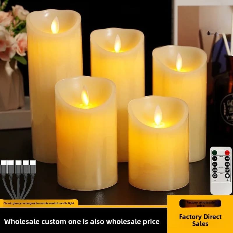 Candela elettronica con ricarica a LED Natale Halloween Atmosfera Disposizione Puntelli Luce di candela elettronica con telecomando
