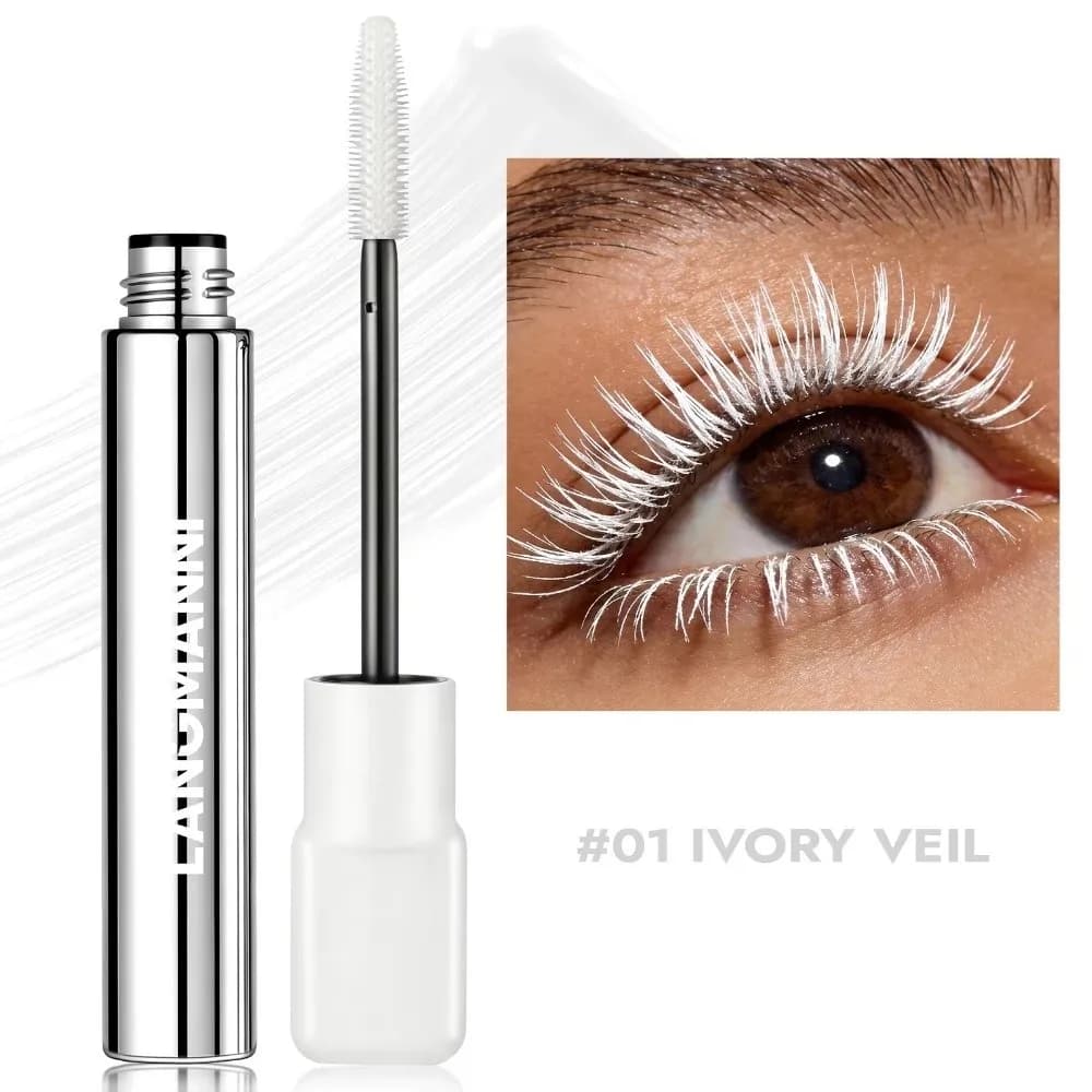 Mascara with Large Silk Fiber Brush, Quick Drying, Ultra-Slim Brush, Colored Mascara to Lengthen and Curve Eyelashes, Makeup Application