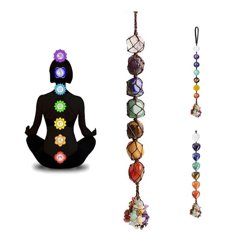 7 pietre preziose Chakra Decorazioni per finestre per auto Ornamento da appendere Pendolo Buona fortuna Decorazione domestica per la meditazione Reiki Yoga