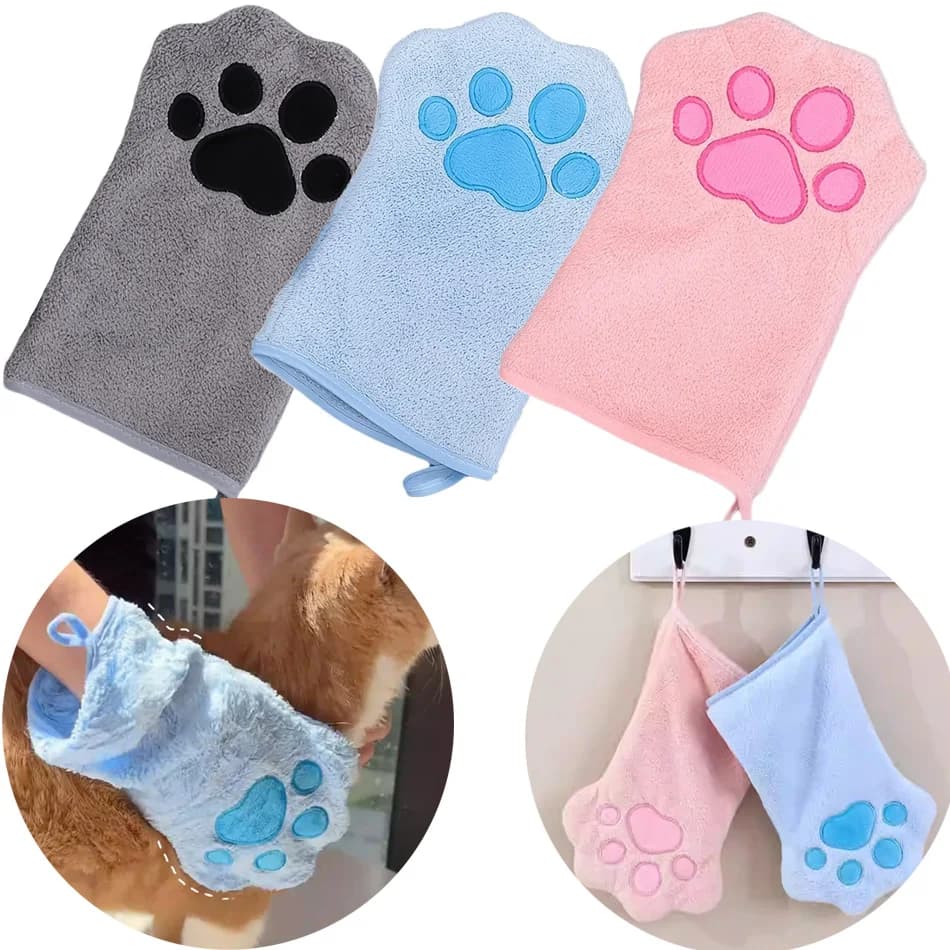 Guanto Asciugamano per Animali Domestici - Panno Assorbente a Rapida Asciugatura Specifico per Cani, Asciugamano da Bagno per Gatti, Accessori per la Toelettatura degli Animali