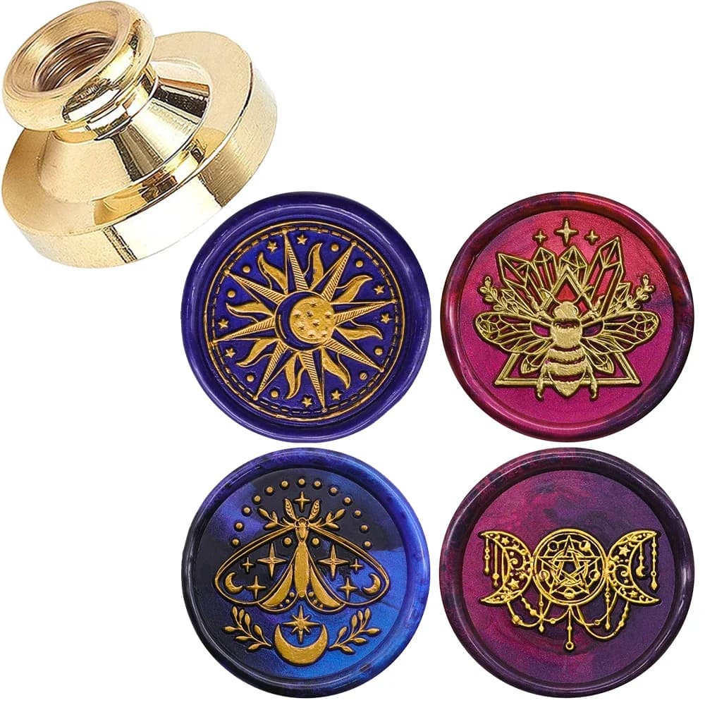 Wax Seal Stamp Head Sun Moon and Stars Triple Goddess Pentagram for Embellishment Packing Greeting Cards Letters Envelope