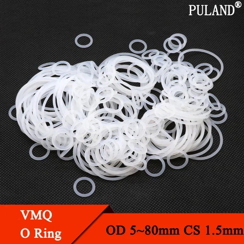 10 pz Bianco Silicone O Ring Guarnizione CS 1.5mm OD 5 ~ 80mm Food Grade Impermeabile Rondella Rotonda O Forma di Gomma anello di silicone o-ring