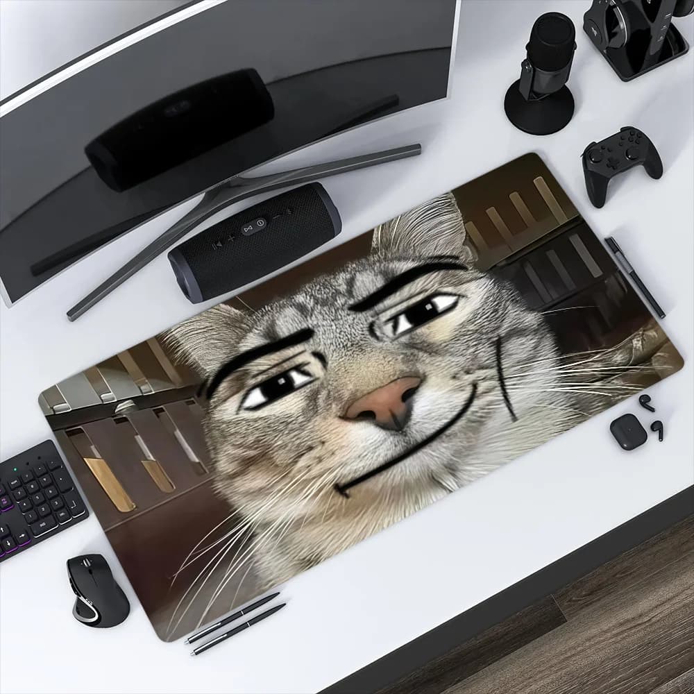 Tappetino per Mouse Antiscivolo con Bordo Cucito, per Ufficio, Studenti, Gaming, con Motivo Gatto, Spesso, Divertente, Grande, per Scrivere, Peculiar, Kawaii, Cuscino