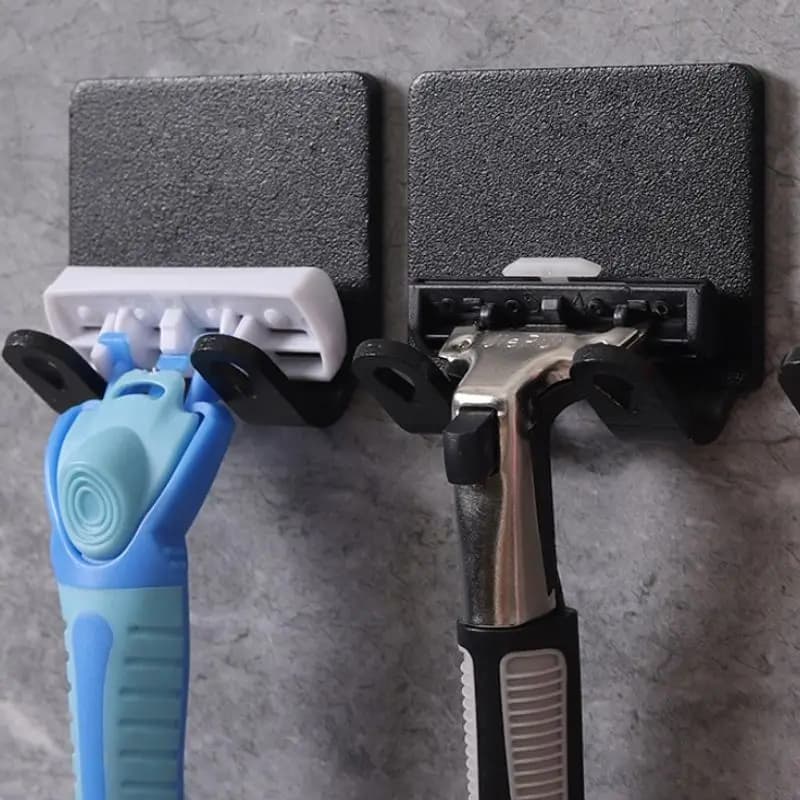 2 Pezzi Gancio Porta Rasoio da Parete Senza Foratura, Supporto per Rasoio da Uomo, Mensola Porta Rasoio da Bagno, Accessori Bagno