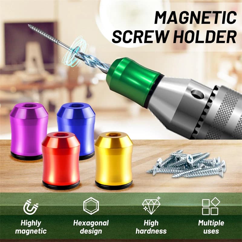 Strong Screwdriver Head Magnetic Ring Removable Household Tool Drill Bit Holder for Hex Screwdriver Mechanics Household Repairs