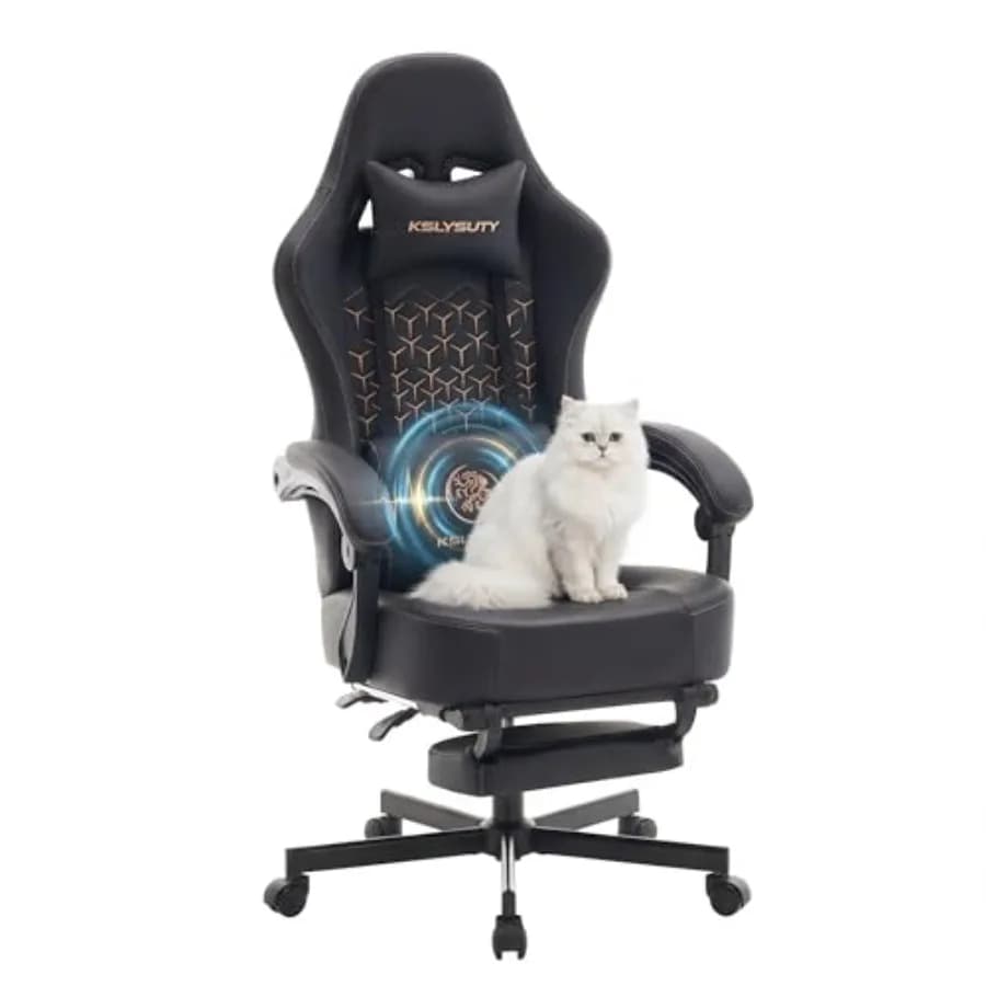 Sedia da Gaming in Pelle Traspirante con Cuscino a Molle Insacchettate, Sedia da Ufficio Ergonomica Larga e Alta con Poggiatesta, per Computer e Gaming