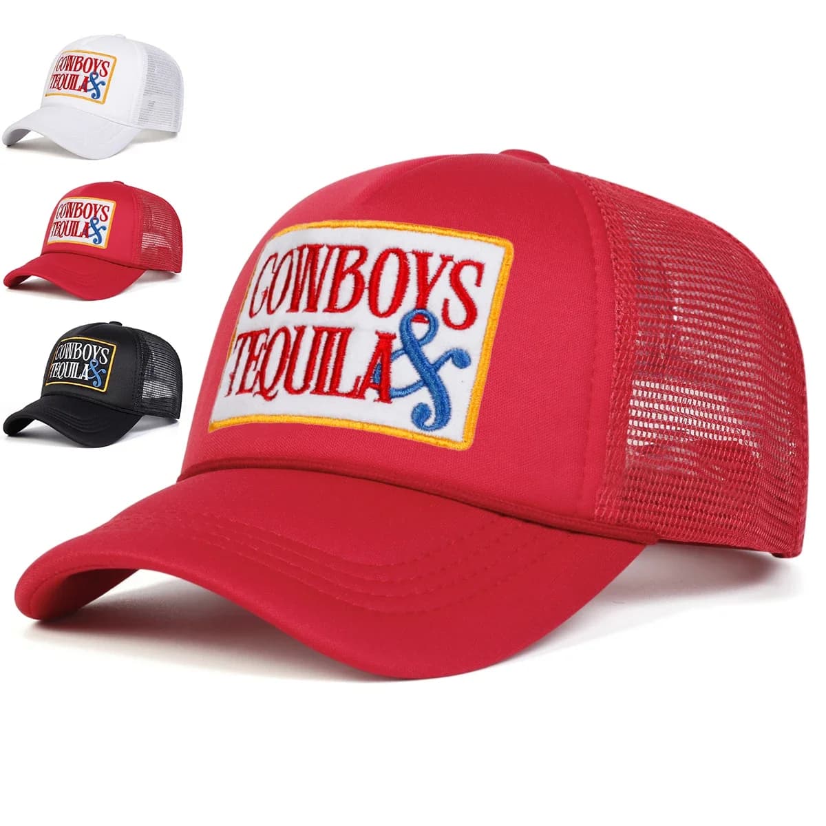 Cappellini da Baseball Unisex con Ricamo 'COWBOYS TEQUILA', Regolabili, per Primavera e Autunno, Protezione Solare, Cappello Sportivo