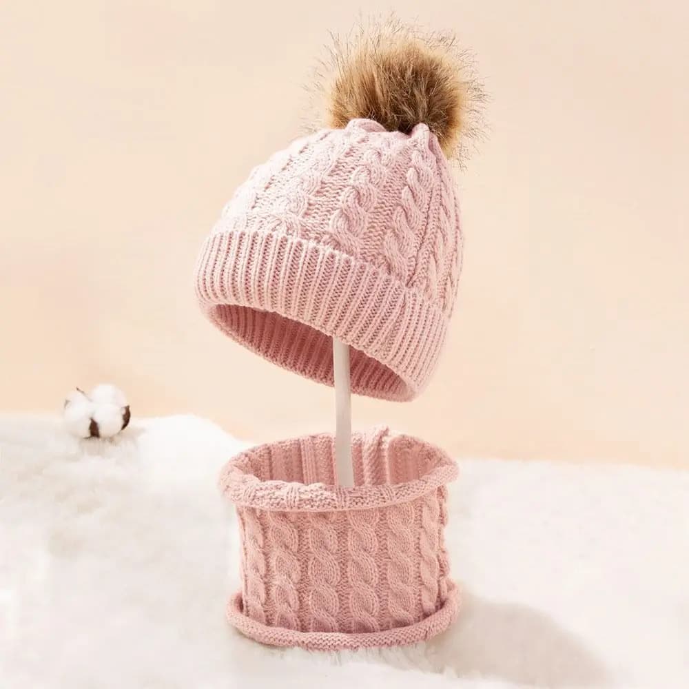 Set 2 Pezzi Invernali: Cappello e Sciarpa per Bambini, Caldi e Spessi, Lavorati a Maglia, Antivento, Morbidi Berretti per Ragazzi e Ragazze