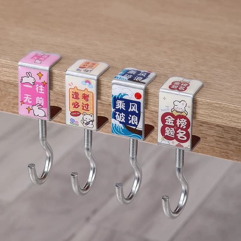 Cartoon Metal Table Side Bag Rack Cute Portable Bag Hook Bag Hook Hanger Handbag Holders Table Hook Office Desk Accessories