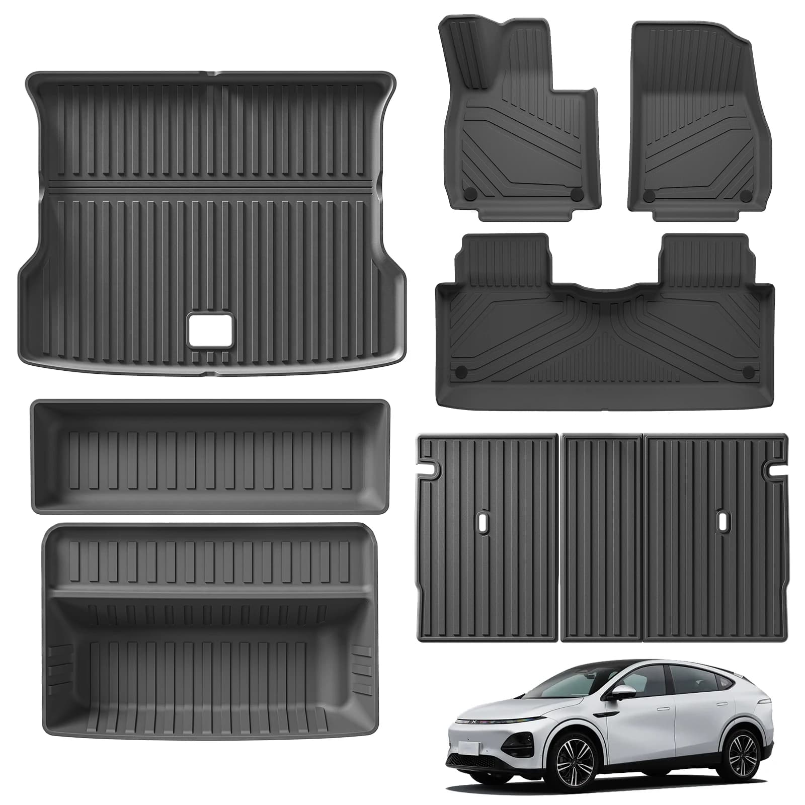 SMABEE per Xpeng G6 2023 2024 Tappetini per auto Cargo Liner Tronco Pad TPE 3D Tappetino Timone Sinistro Impermeabile NERO