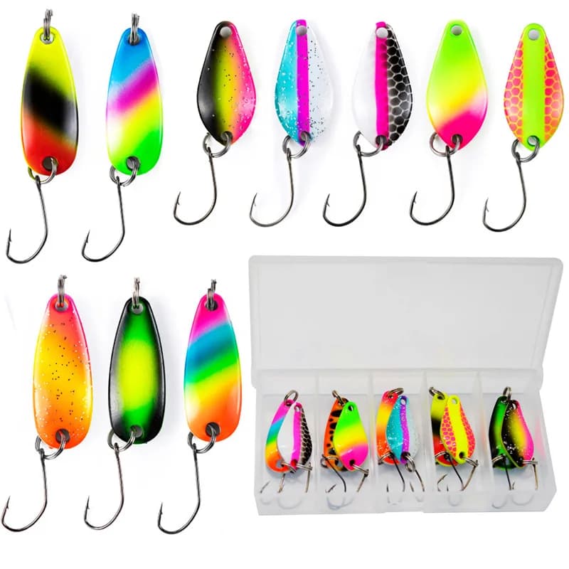 JYJ 2g 3g kit da pesca jig cucchiaio esca esca, spinner in metallo duro cucchiaio wobbler trota bass area attrezzatura da pesca esca cucchiaio esca