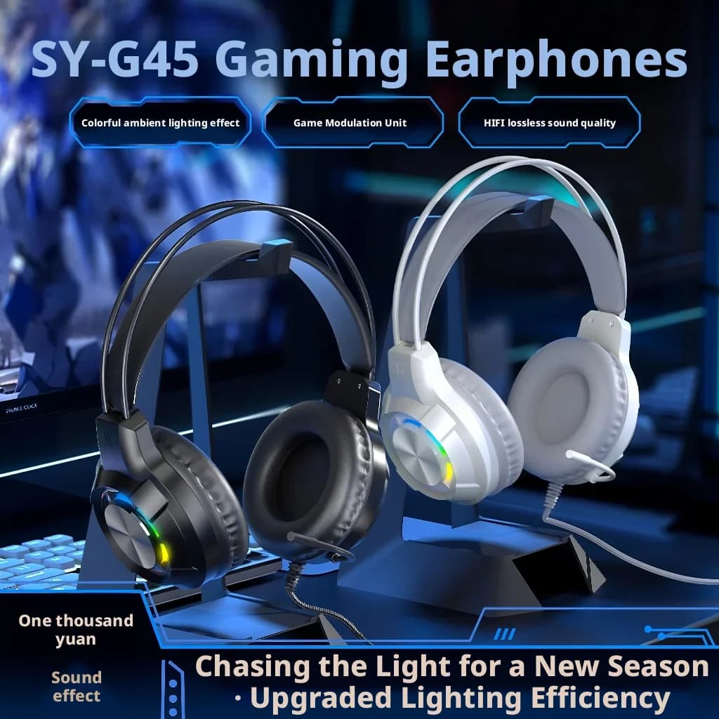 SOYTO Gaming Headphones Connected with 3D Space Audio for PUBG, Sound Location, HD Noise Cancellation, Integrated Microphone, Universal for PC