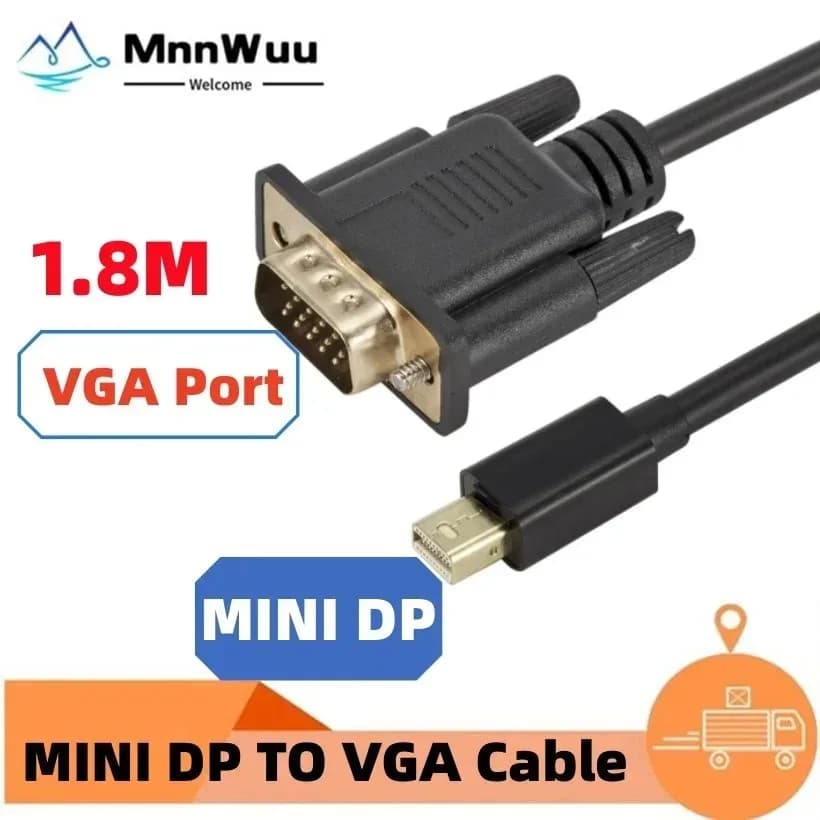 MnnWuu 1080P Mini Thunderbolt Mini DisplayPort Display Port Mini DP a VGA Cavo Adattatore 1.8M per Monitor HDTV MacBook Air Pro
