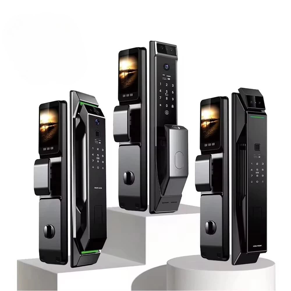 Riconoscimento facciale 3D digitale senza chiave senza fili App Wi-Fi automatica Serratura per porta anteriore in alluminio con impronta digitale della fotocamera
