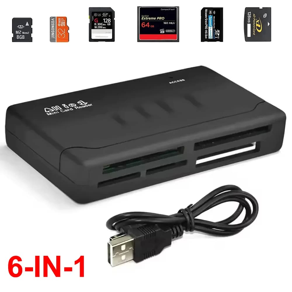 Lettore di schede di memoria tutto in uno Mini lettore di schede di memoria Lettore di schede USB 2.0 480Mbps Mini SDHC TF MS M2 XD CF Lettore di carder Micro SD