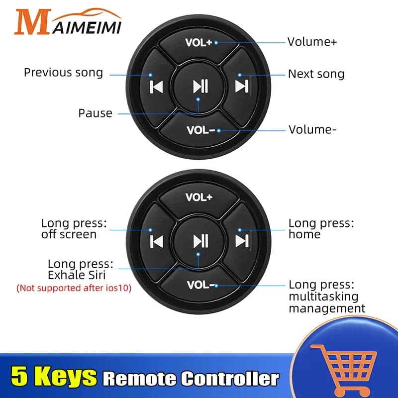 Telecomando per auto volante Wireless Bluetooth compatibile con Android IOS pulsante telecomando 5 tasti lettore musicale DVD per auto