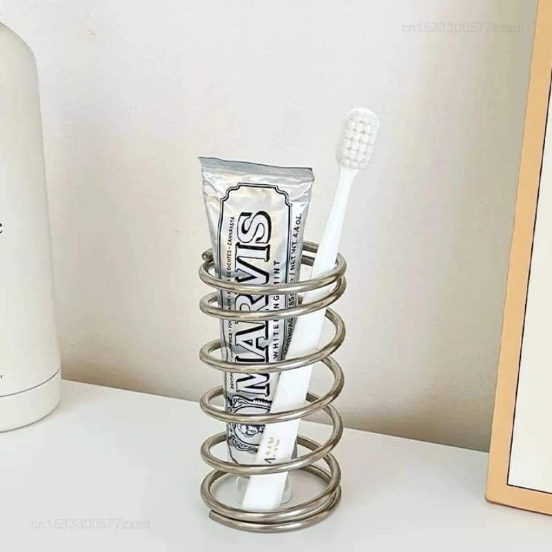 Portaspazzolino in acciaio inossidabile Accessori da bagno in metallo Forniture per dentifricio Portaoggetti per spazzole per trucco Casa