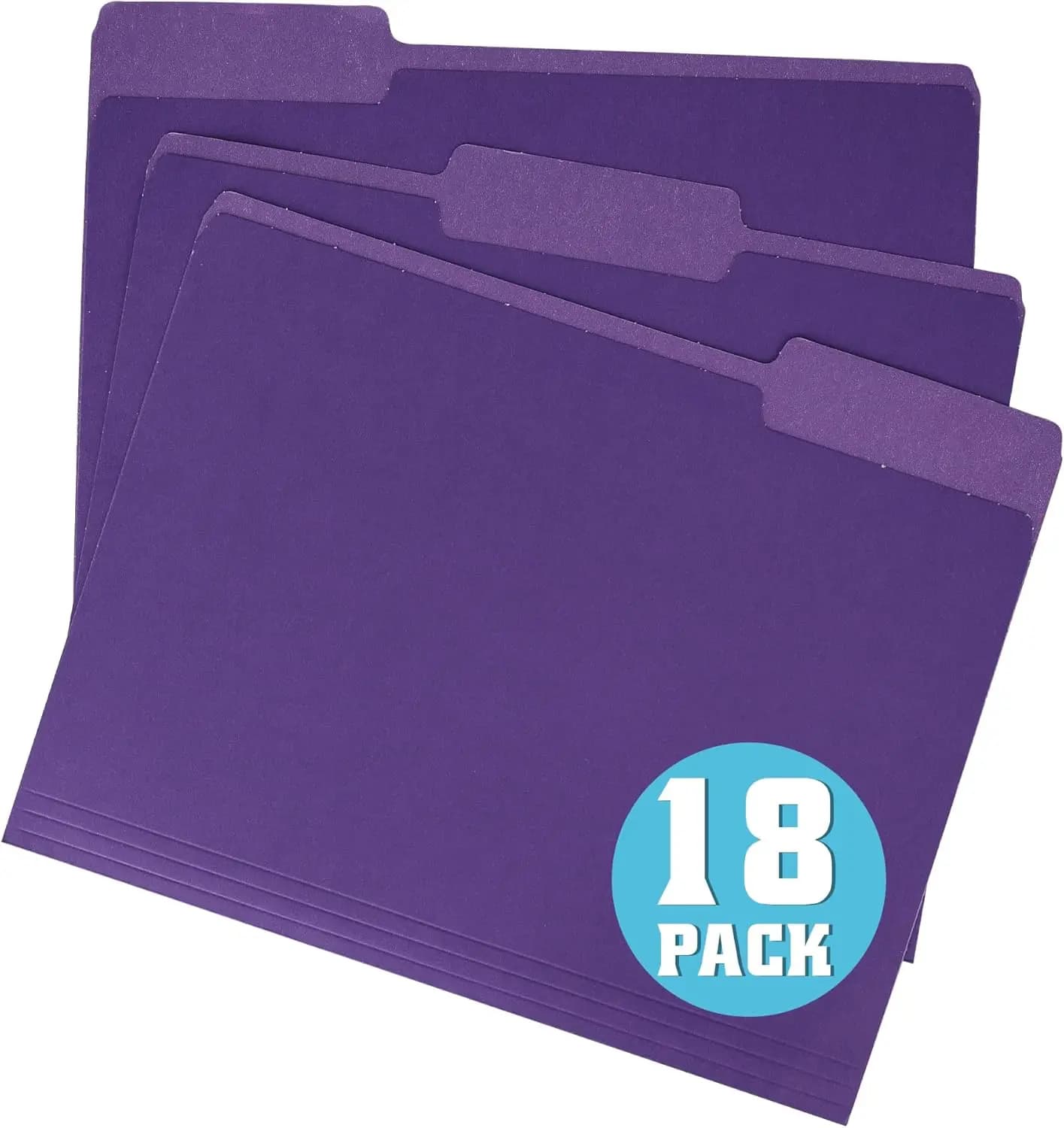 Confezione da 18 Cartelle Portadocumenti Viola, Formato Lettera 8,5x11 Pollici con Linguette Tagliate 1/3 per Organizzazione Documenti Ufficio