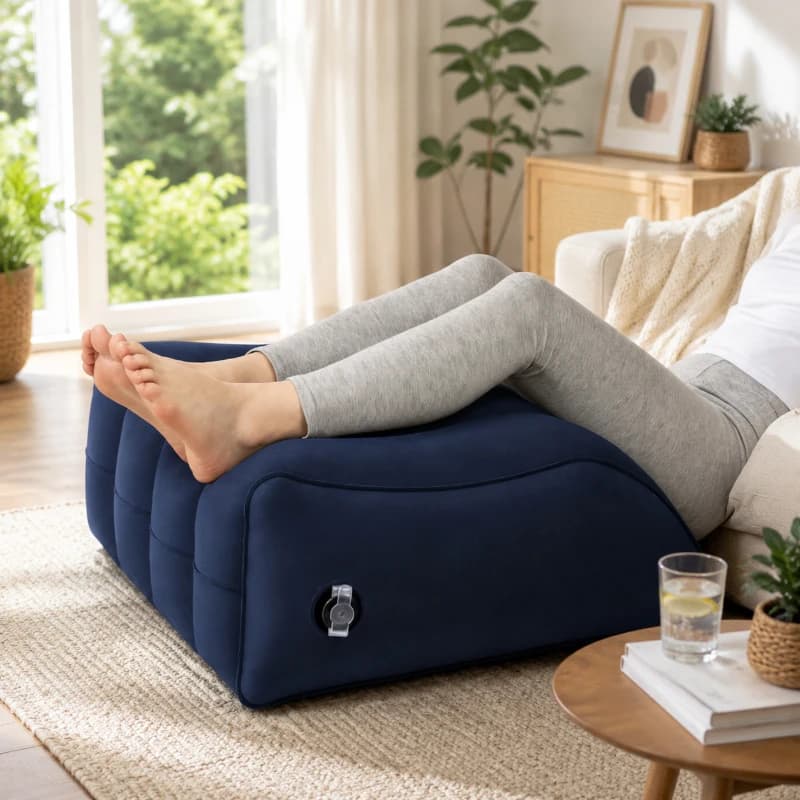 Cuscino Gonfiabile Portatile Blu Scuro per Supporto Gambe, Cuscino di Sollevamento per Alleviare la Pressione su Gambe, Fianchi e Caviglie, Idea Regalo