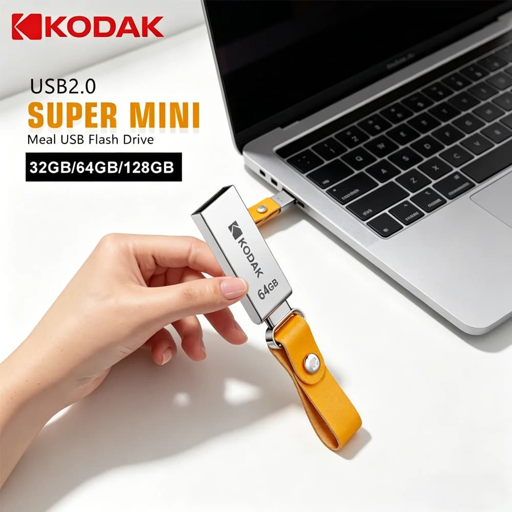 Kodak K122 Chiavetta USB 2.0 in Metallo Mini 128GB 64GB 32GB Alta Velocità Plug and Play per Auto, Ufficio e Business