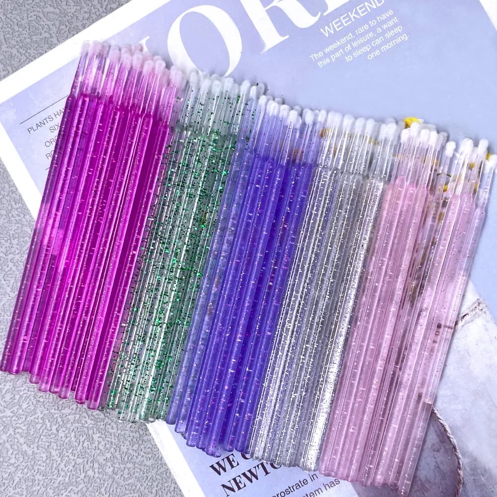 300/500pcs Micro Crystal Brush Lash Removal Tampone Microbrush Mascara Bacchette Applying Eyelash Extension Brushes for Makeup Tools