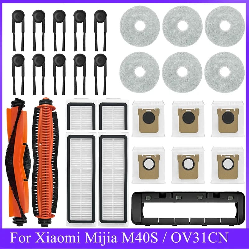 Accessories For Xiaomi Mijia M40S / OV31CN Robot Vacuum Cleaner Part Main Side Brush Dust Bag HEPA Filter Mop Cloth Parts