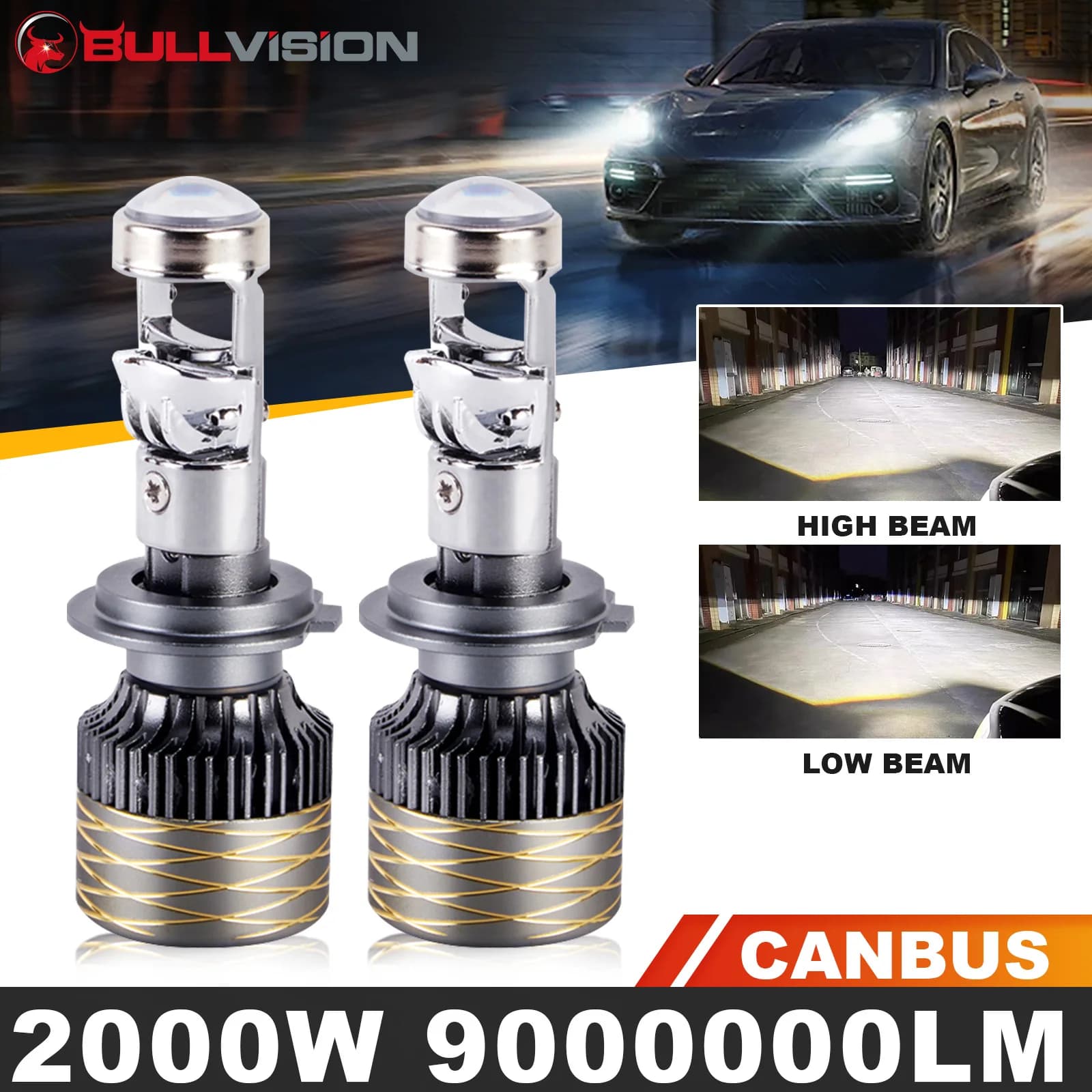2000W H7 H4 H11 LED Mini lente faro H8 9005 9006 HB3 HB4 Canbus Turbo LED lampadina per proiettore 6000K Auto/Moto lampada fendinebbia