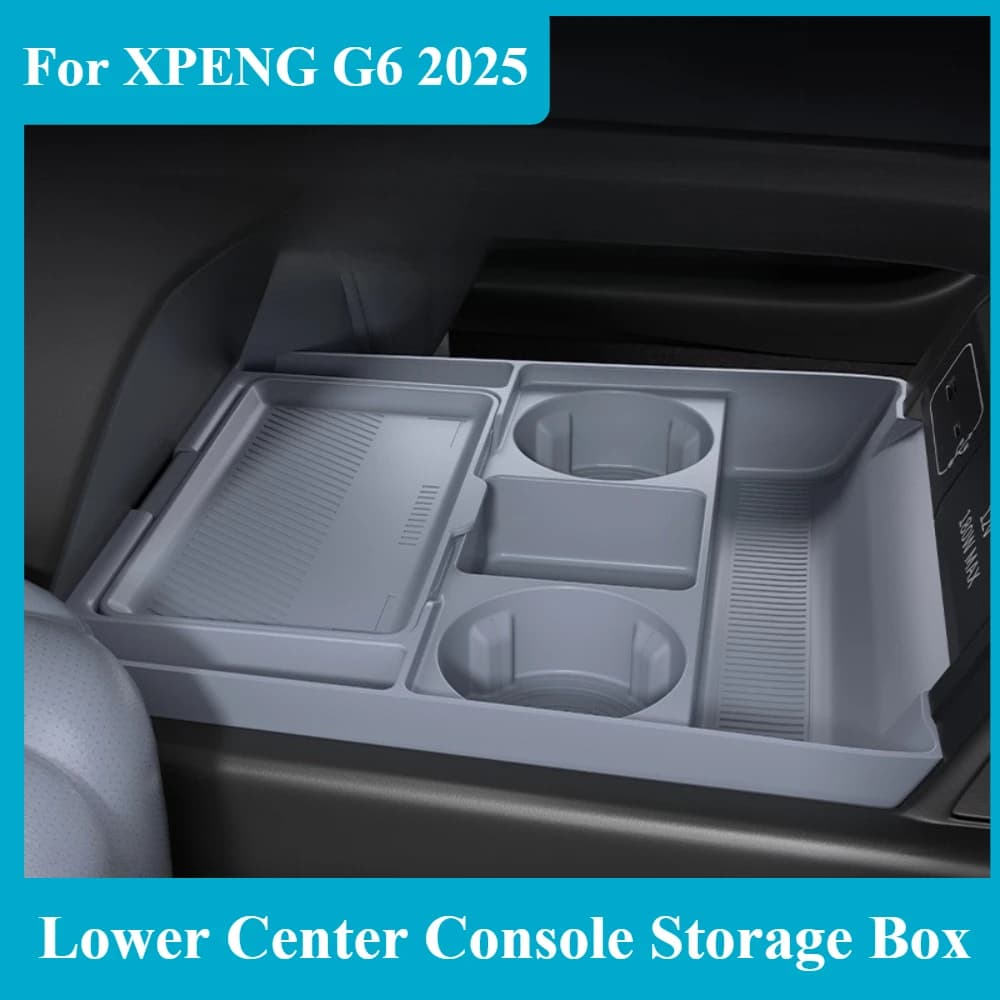 For XPENG G6 2025 Car Lower Center Console Storage Box Large Capacity Dustproof Hidden Organizer Tray Car Interior Accessories
