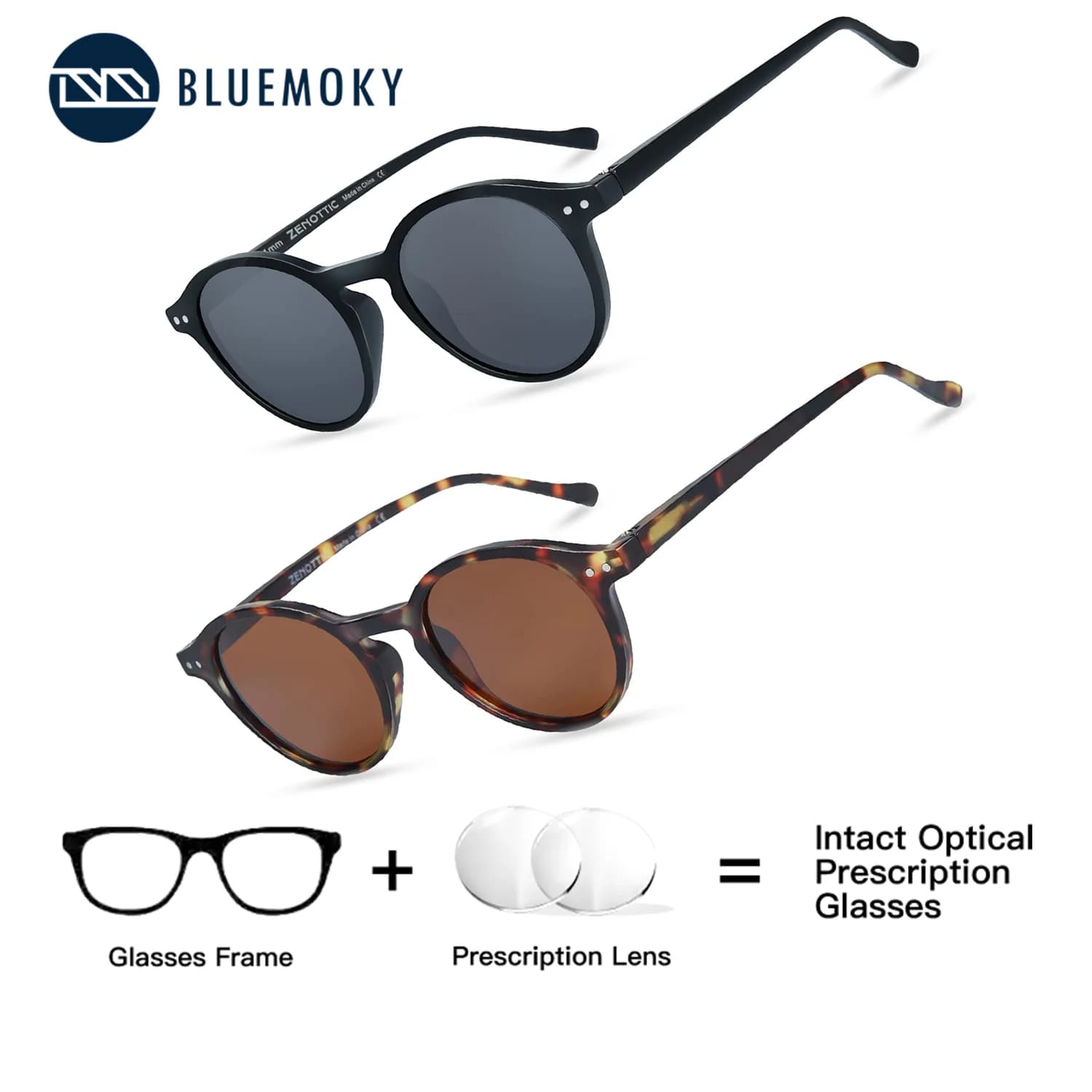 BLUEMOKY Occhiali da sole polarizzati rotondi unisex con protezione UV400 per uomo, occhiali multifocali per vista da vicino e da lontano