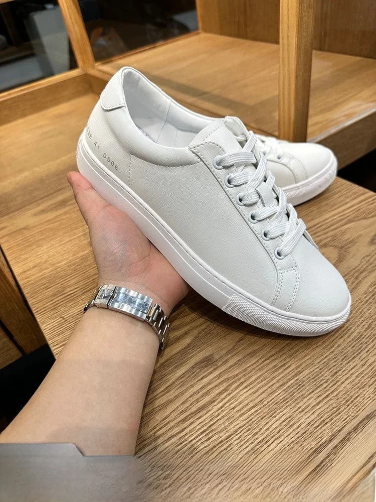 Scarpe Basse in Pelle di Vacchetta Stile Casual Edizione Limitata, Sneakers Unisex Estive alla Moda con Tacco Piatto e Punta Rotonda in Tinta Unita