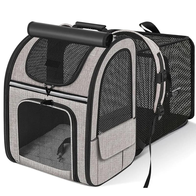 Zaino Portatile Espandibile per Gatti, Trasportino Pieghevole e Traspirante per Animali Domestici per Uscite