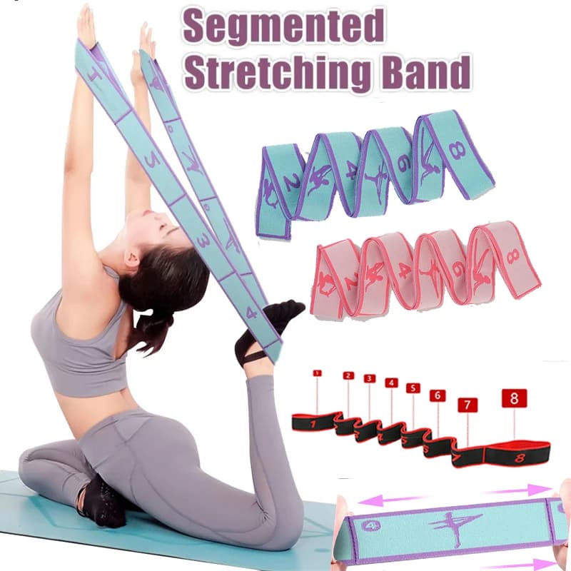 Fasce Elastiche per Yoga a 8 Sezioni, Bande Segmentate per Danza, Fitness, Sport, Pilates, Ginnastica, Esercizi e Stretching