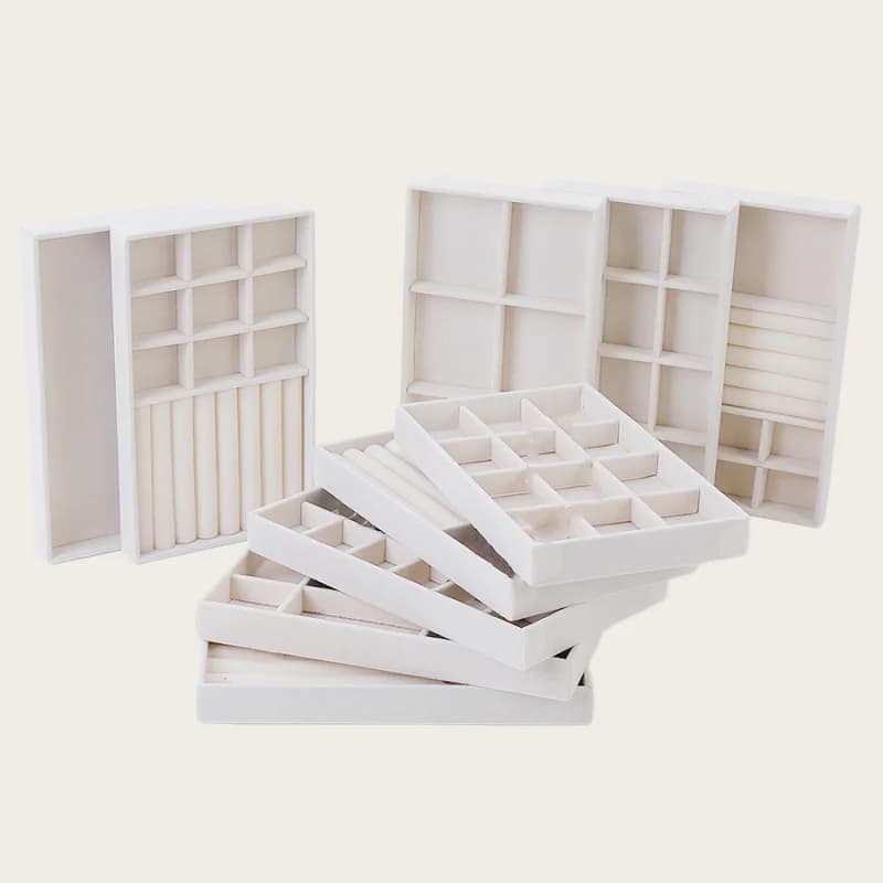 1PC, Flocking Jewelry Box Jewelry Tray, Color: Beige