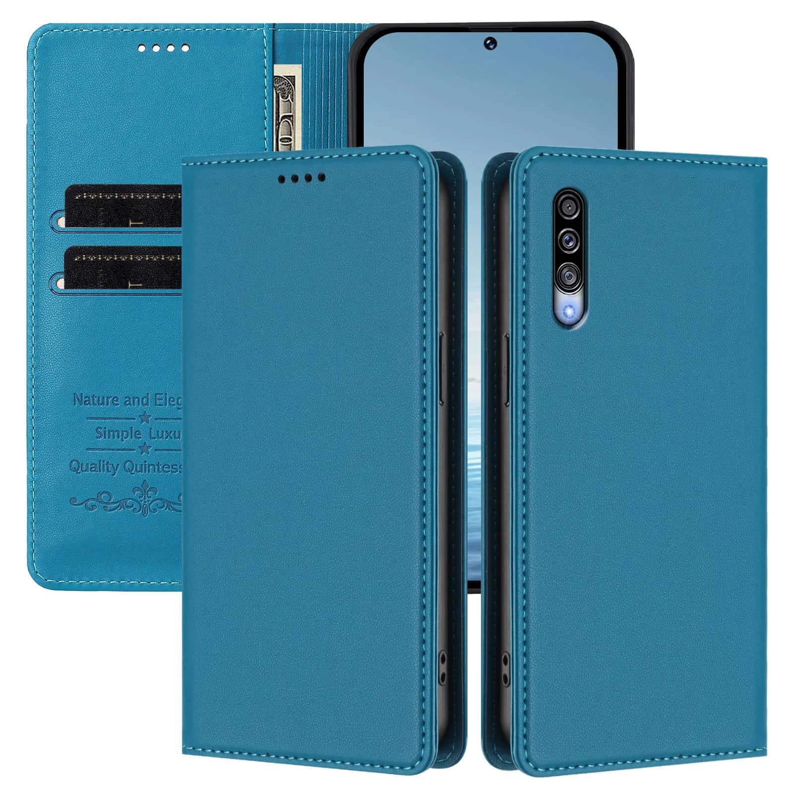 Custodia a Portafoglio Magnetica Sottile WEFOR per Samsung Galaxy A06 A70 A50 A42 5G A30 A21S A20E A10S A10E, con Slot per Carte RFID, Funzione Kickstand