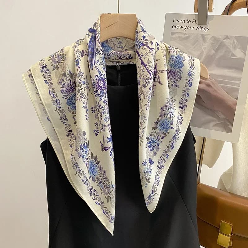 Bandane da donna con stampa floreale da 70 cm Sciarpa quadrata Accessori per fascia per ragazze Fazzoletto da collo Fazzoletto per capelli