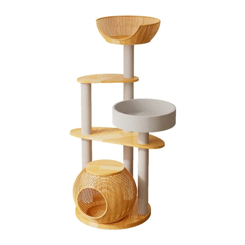 Solid wood cat climbing frame for home use small apartment sword rope hemp nest for cats platform for integrated jumping cat frame