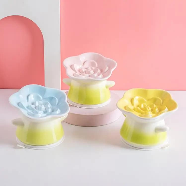 Ciotola Anti-Soffocamento in Ceramica per Alimentazione Lenta, con Bordo Inclinato e Supporto Alto per Cani e Gatti, Previene il Vomito, Resistente