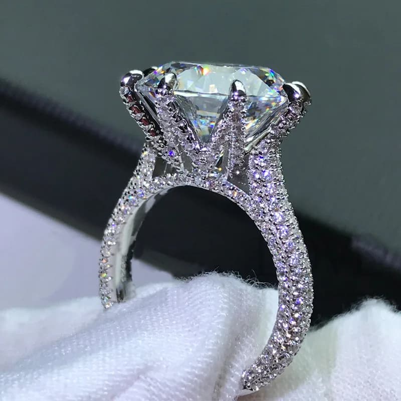 Solitaire 10ct Moissanite Diamond Ring 100% Real 925 Sterling Silver Party Wedding Band Rings for Women Men Engagement Jewelry