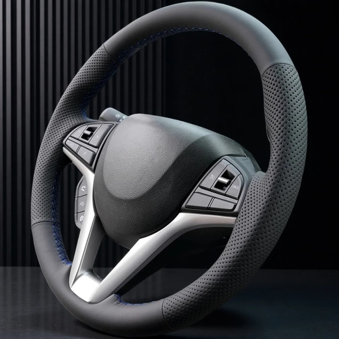 For Suzuki Ignis 2019-2023 Hand-Stitch Steering Wheel Cover Non-Slip Microfiber Napa Leather Braid Steering Wheel Cover Wrap