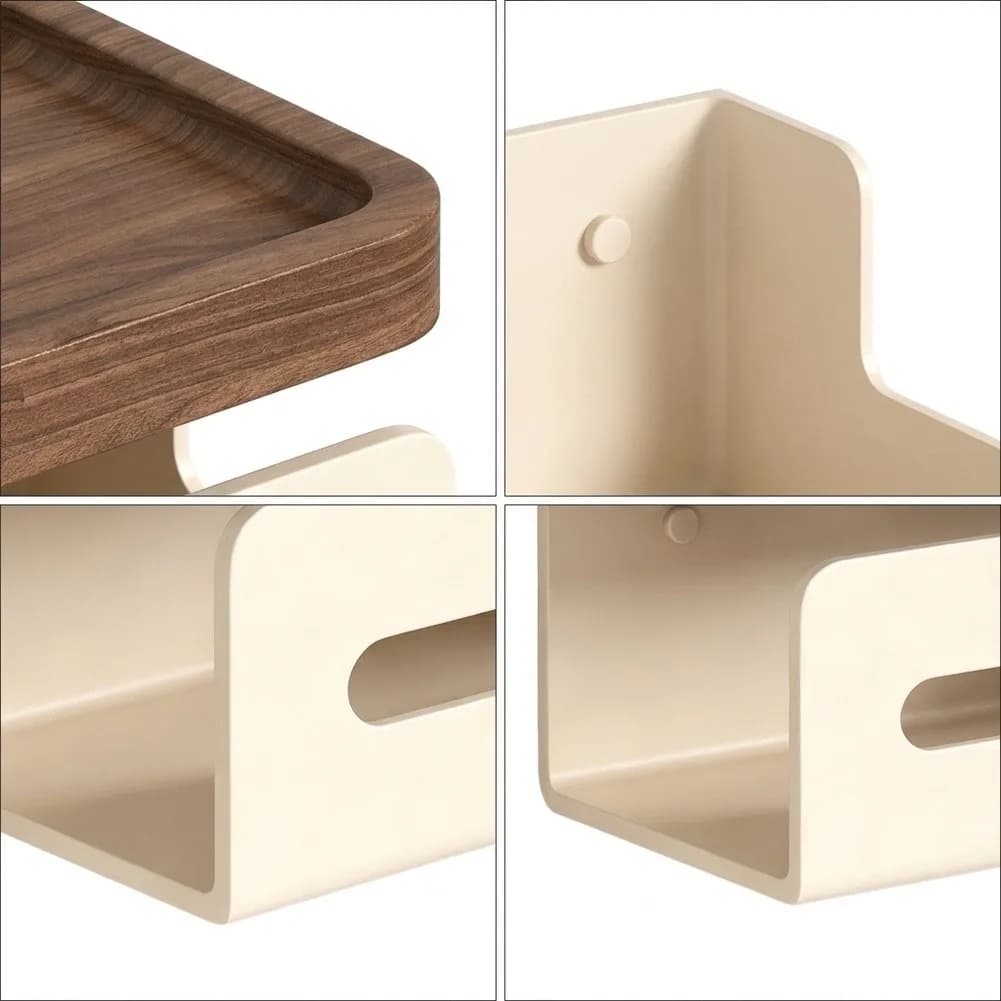 Toilet Paper Holder with Walnut Wood Shelf for Standard Rolls Face Towels and Daily Essentials Modern Space Aluminum Design