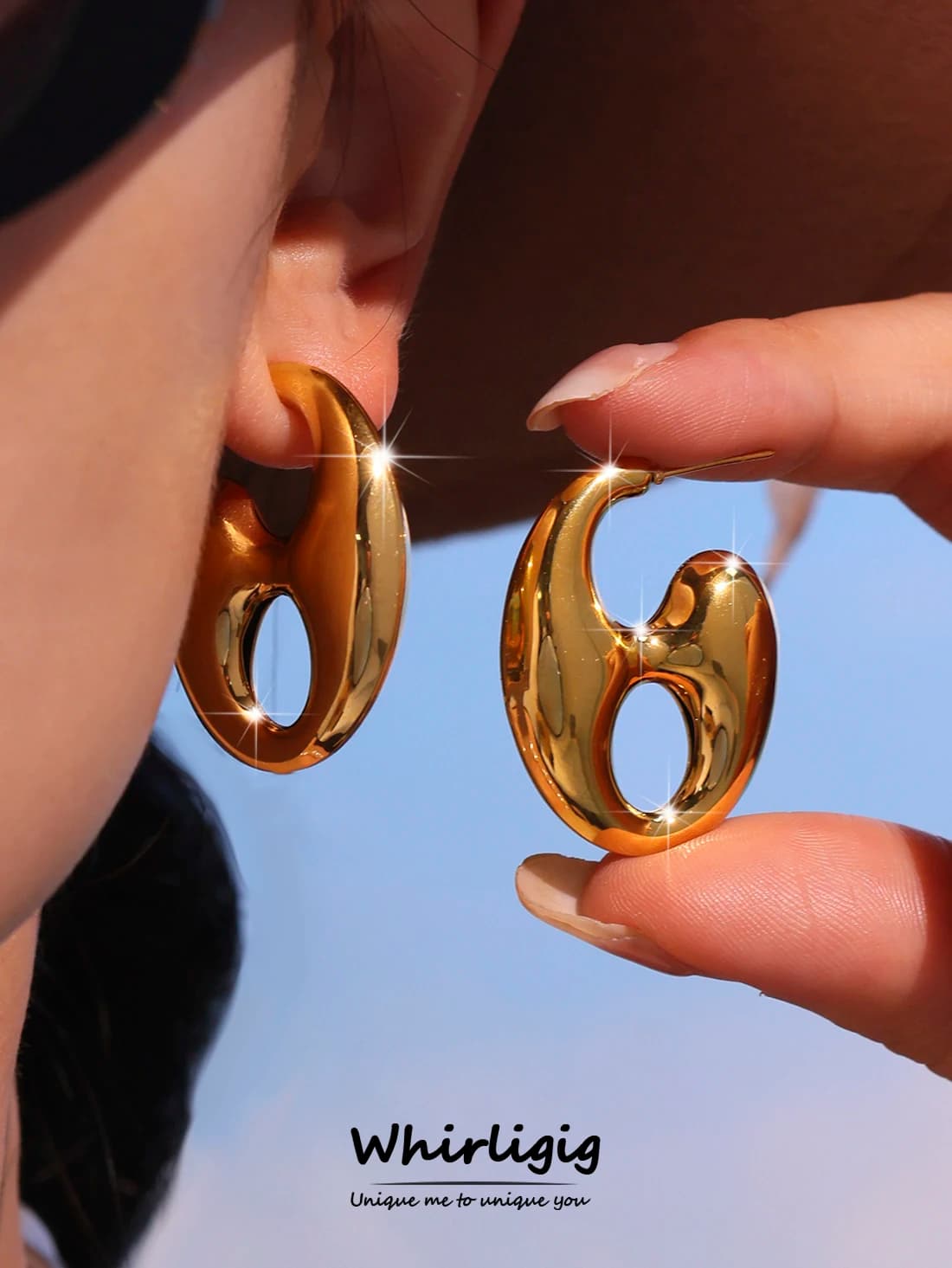 Orecchini pendenti moderni da donna, design alla moda, in acciaio inossidabile placcato oro, impermeabili.